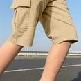 thumbnail image 6 of CHEEREAM Boys' Pull on Cargo Shorts Full Knee Length Elastic Waist Casual Shorts with Multi Pockets for 4-15 Years, 6 of 9