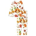 thumbnail image 4 of Suhoaziia Pajama Pants Sleep Set Durable Long Sleeve Top & Pants Comfortable Crew Neck Clothes Home Life Daily Wear Thanksgiving Turkey Print Graphic Sleepwear Fit Size M Women, 4 of 5