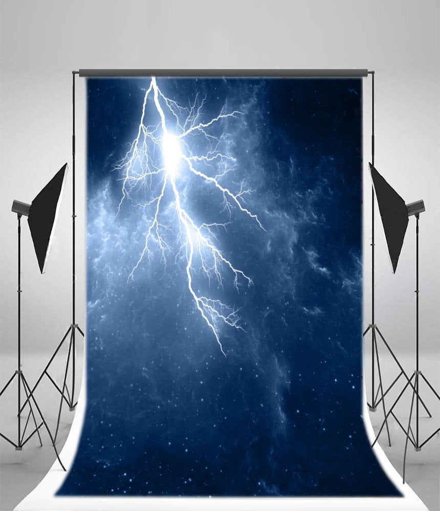 HelloDecor Polyester Fabric Photography Thunder Backdrop 5x7ft Lightning Background Shooting Props Video Studio