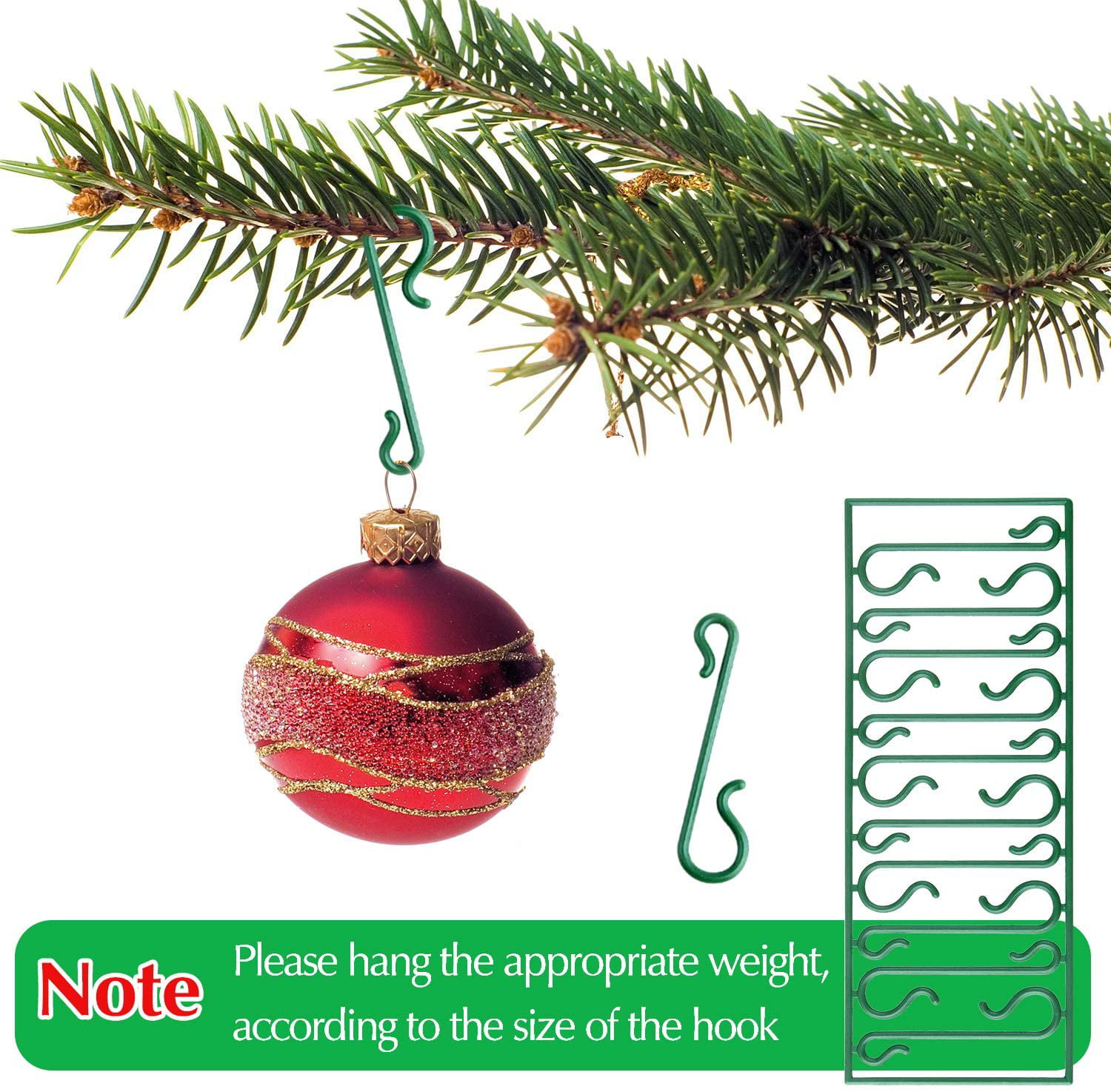 Green 300 Multi-Purpose Christmas Tree Ornament Bauble Hooks 
