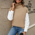 thumbnail image 5 of New Women's Turtleneck Sweater Elegant and Comfortable Sweater Tops Autumn and Winter Casual Loose Knitted Sleeveless Pullover Vest Sweater-Gray-S, 5 of 7