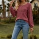 thumbnail image 5 of Suéter de cuello redondo para mujer, informal, liso, de invierno, de manga larga, con botones, de punto cepillado, holgado, para mujer, 5 of 7