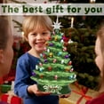 thumbnail image 2 of SUGIFT 15'' Pre-lit Hand-Painted Ceramic Tabletop Christmas Tree Green, 2 of 7