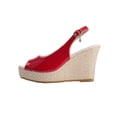 thumbnail image 2 of Miluxas Womens Evening Slingback Buckle Platform Peep Toe Wedge High Heel Pumps Shoes Red 9(42), 2 of 9