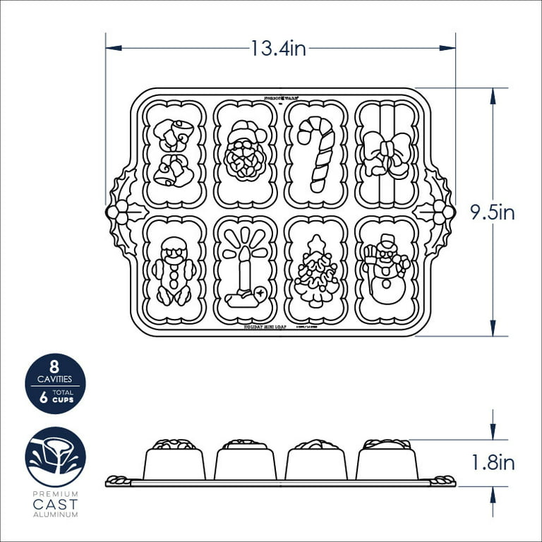 Nordic Ware Mini Loaf Pan in Box Heavy Cast Aluminum Baking Pan