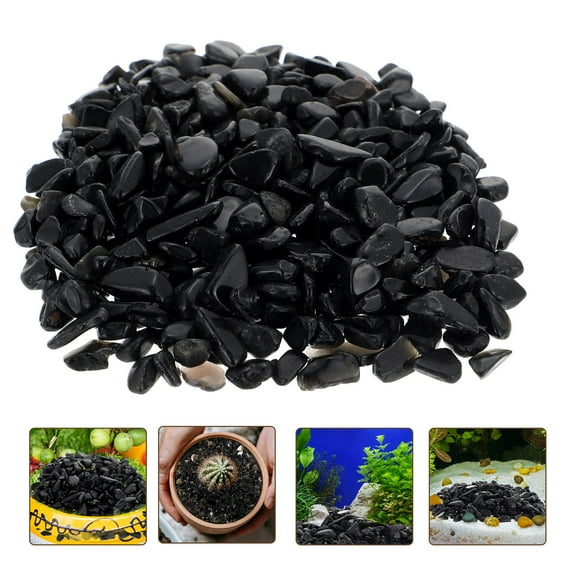 Luxshiny 1Set Decorative Obsidian Rocks Aquarium Gravel with Smooth Surface Safe for Fish Tanks