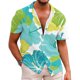 thumbnail image 1 of Camisas de Manga Larga para Hombres, Cómoda Impresión de Manga Corta Blusa de Cuello Redondo Hecha de Poliéster Ligero para el Verano, Camisas de Verano para Hombre, 1 of 3