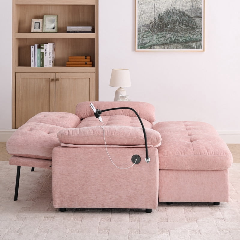 Double Sofa Recliner with Storage Ottoman, Manual Adjustable Reclining Loveseat with USB Charging Port, Phone Stand, and Soft Padded Armrests for Living Room, Apartment, and Home Theater