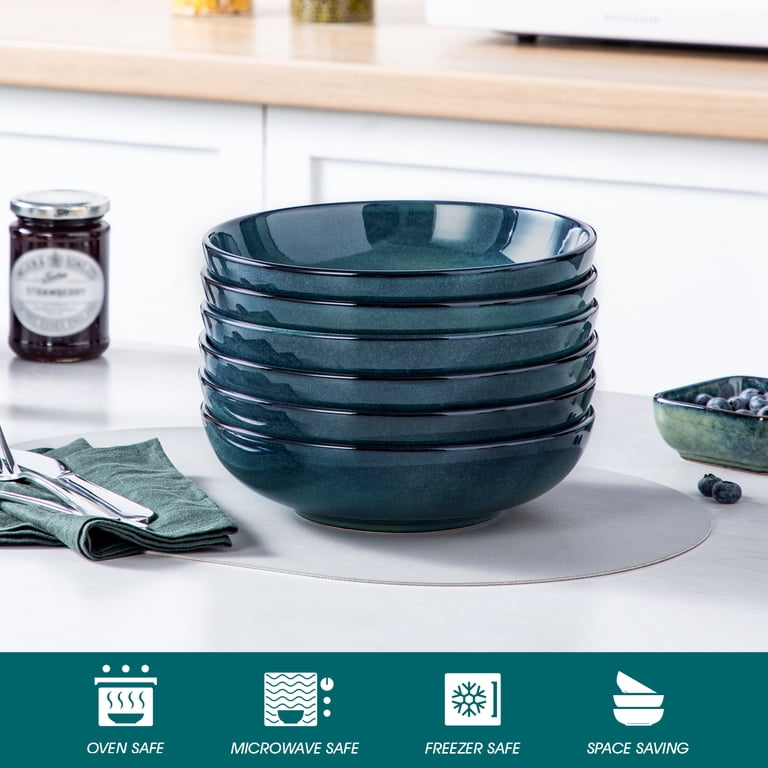 Vancasso Pasta Bowls Set of 6, 38 oz Porcelain, Green photo 4