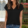 thumbnail image 5 of V Neck Tops for Women Summer Casual Stretch Plain Tshirts Regular Fit Short Sleeve Tunic Tee Shirts (M, Black), 5 of 8