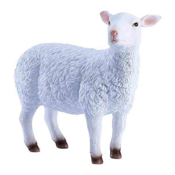 Gecorid Outdoor Lamb Statue Resin Garden Statue Outdoor Cute Sheep Miniature Farm Sculpture