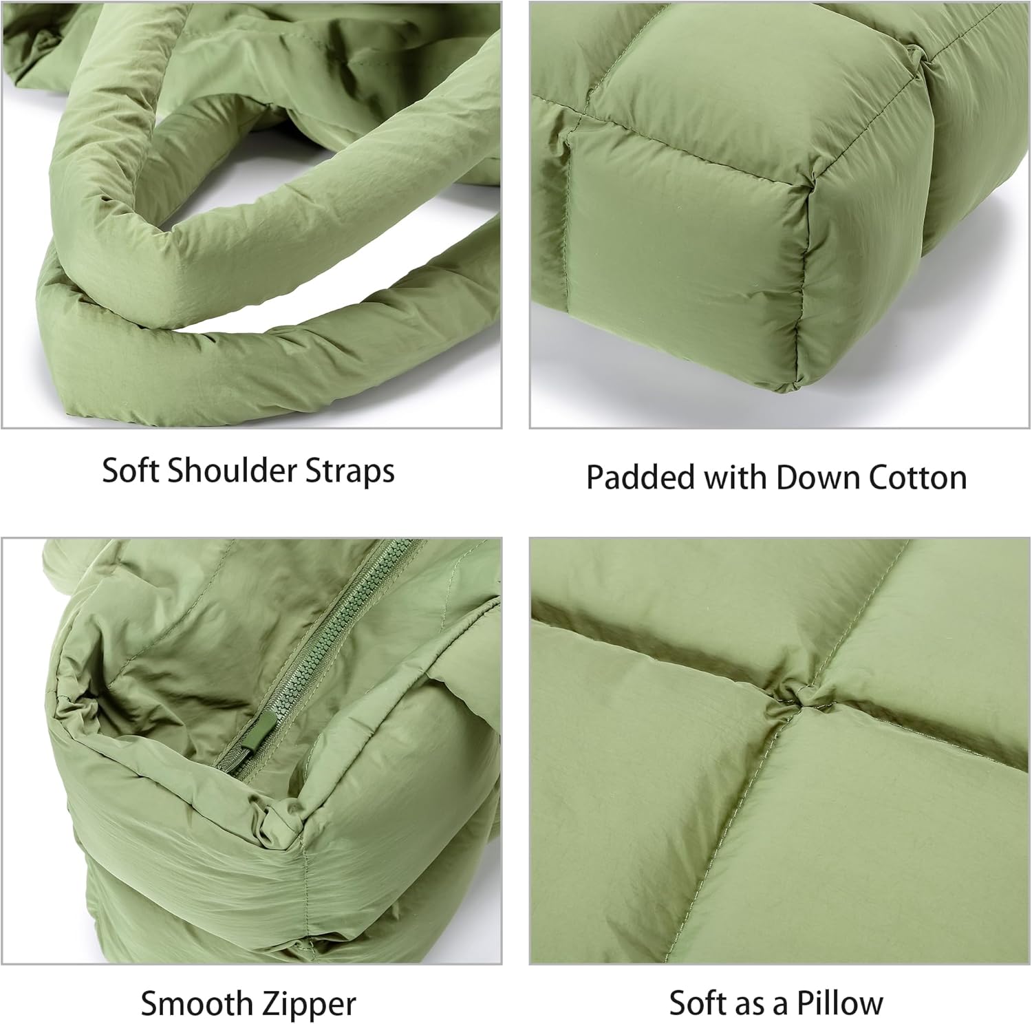 JennyShop Large Capacity Fashion Quilted Puffy Handbag, Herald Puffer Tote Bag for Women, Lightweight Satchel Purse for Working Travelling Gym Shopping