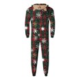 thumbnail image 5 of Odeerbi Christmas Onesie Pajamas for Family Holiday Sleep Jumpsuit Long Sleeve Family Christmas Pajamas Matching Sets Dad Fashion Lattice Print Plush Jumpsuit Sleepwear PJs Set Green, 5 of 6