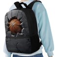 thumbnail image 4 of Uourmeti Polyester School Backpack Daypack with Basketball Design - Spacious Bookbag for Students and Daily Travel, 4 of 6