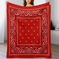 thumbnail image 4 of Red Paisley Bandana Throw Blanket for Women, Men & Kids - Super Soft Plush Blanket Throw Fleece Blanket Animal Blanket, 4 of 7