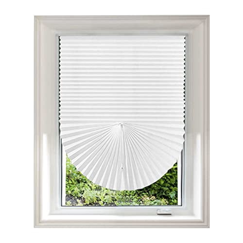 No Drill Stick-On Window Blinds, Light Filtering Pleated Paper Shades for Kitchen, Patio, Bathroom - Temporary, Clip-On, Easy Install Door & Window Coverings