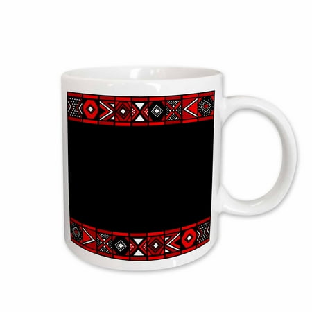 

3dRose Red and Black African Pattern - Art of Africa Inspired by Zulu Beadwork Geometric designs Ceramic Mug 11-ounce