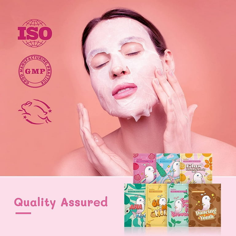 ZealSea 7 Pack Sheet Mask Face Mask Skin Care Beauty Facial Mask Kids Spa Face Mask Birthday Party gifts Women Men kids Girls Hydrate Brighten