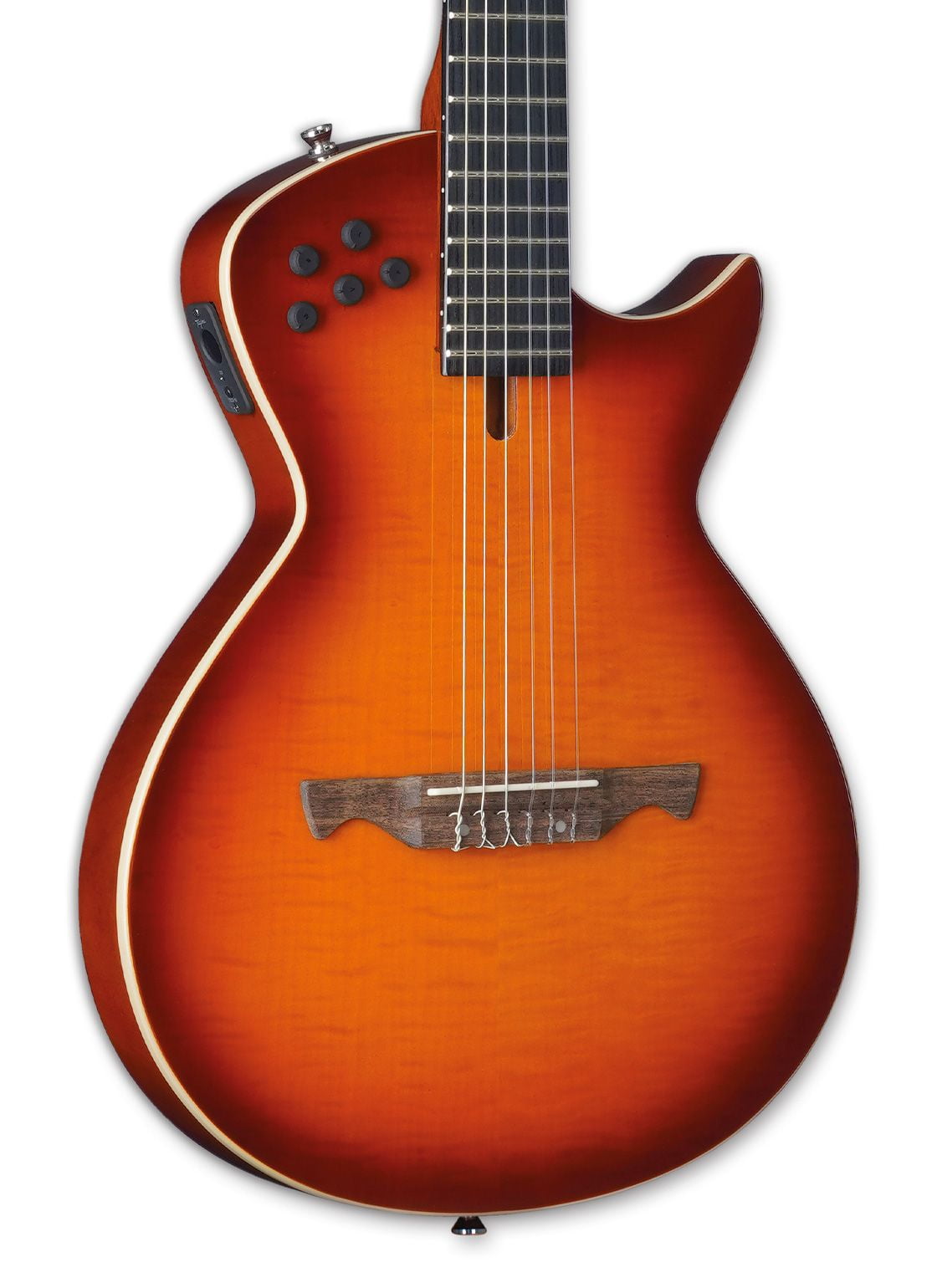 Tagima MODENA I NY-EQ-CB NylonString Thin Hollow Body Guitar - Cherry Burst
