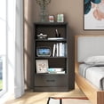 thumbnail image 4 of Topbuy 4-Tier Bookcase w/Storage Drawer Modern Storage Shelf w/3-Tier Open Shelf Freestanding Display Shelf Grey, 4 of 8