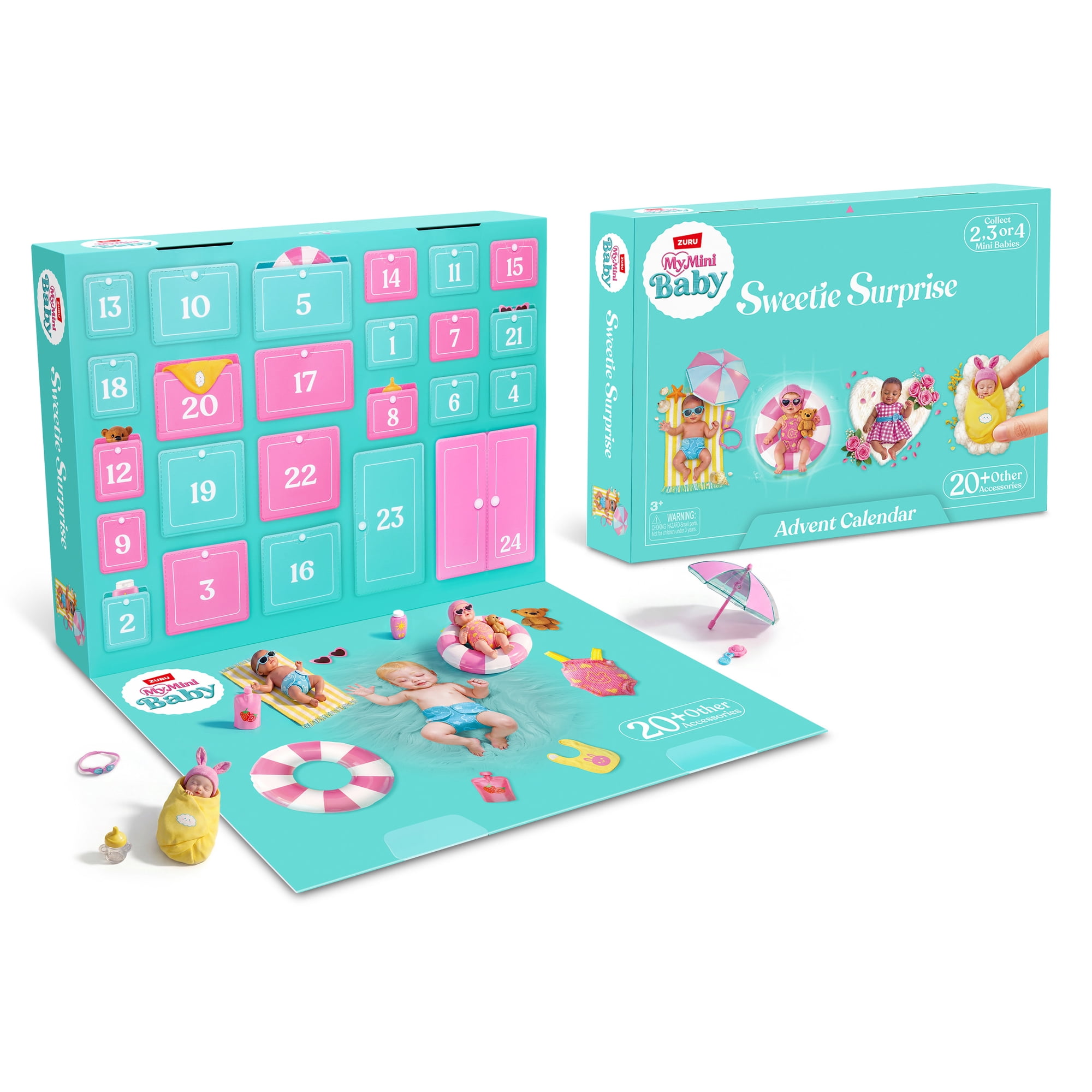 My Mini Baby Advent Calendar by ZURU - 2 Exclusive Dolls & 20+ Collectible Accessories. A Festive Miniatures Countdown Set for Girls & Doll Collectors