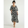 thumbnail image 2 of Joyspun Women's Woven Print Sleep Caftan, Sizes S to 4X, 2 of 5