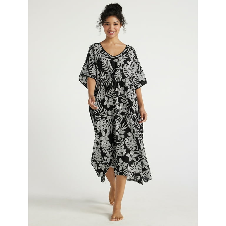Joyspun Women's Woven Print Sleep Caftan, Sizes S to 4X Joyspun Women's Woven Print Sleep Caftan, Sizes S to 4X