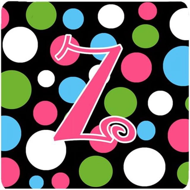 Carolines Treasures CJ1038-ZFC Monogram - Polkadots And Pink Foam Coasters - Set 4- Initial Letter Z