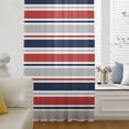 thumbnail image 6 of Red Navy Blue Striped Sheer Curtains 54 Inches Long, Farmhouse Stripes Modern Abstract Art Light Filering Curtains, Breathable Simi Curtain Privacy Drapes for Kitchen Bathroom Small Window Treatment, 6 of 9