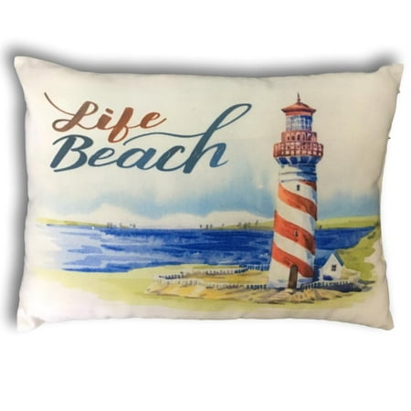 Decorative Throw Pillow Cover Banberry Designs Nautical Beach Decorative Throw Pillow Cover Banberry Designs Nautical Beach Theme Small Accent Lighthouse