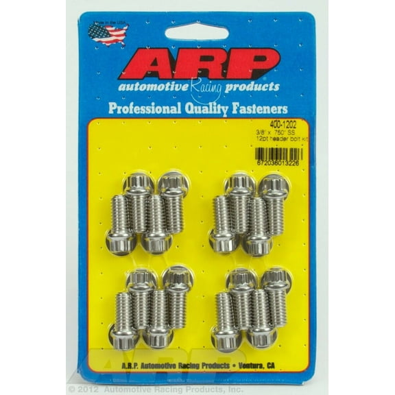 ARP 400-1202 Polished 3/8 x .750 SS 12pt header bolt kit