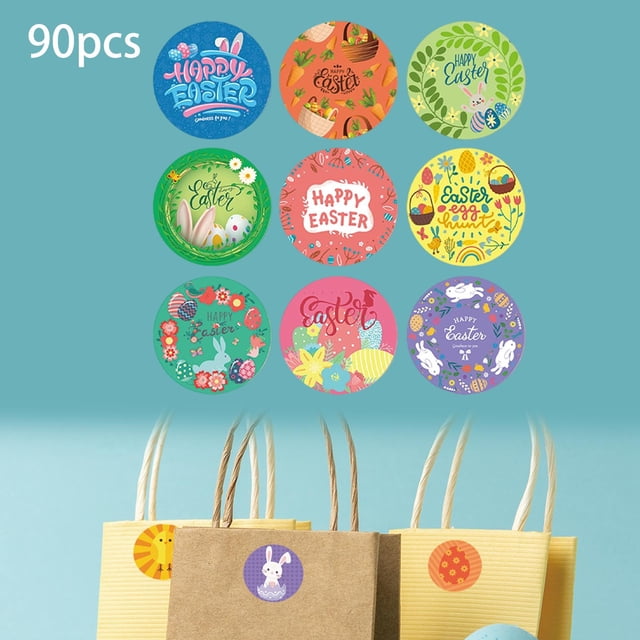 90 piezas de etiquetas de regalo de Pascua, recuerdos de fiesta, sobres temáticos de Pascua, pegatinas de regalo de Pascua para álbumes de recortes, Estilo B perfecl pascua de resurrección pegatinas