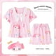 thumbnail image 3 of Conjunto de pijama con estampado de dibujos animados para niños y adultos, camisa de manga corta con lazo, Camiseta con estampado de My Melody Kuromi, ropa de verano para el hogar, 3 of 4
