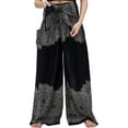 thumbnail image 3 of Female Trousers, Solid Color/ Printed Patterns High Waist Tie-Up Long Loose Pants for Spring Fall, 3 of 7