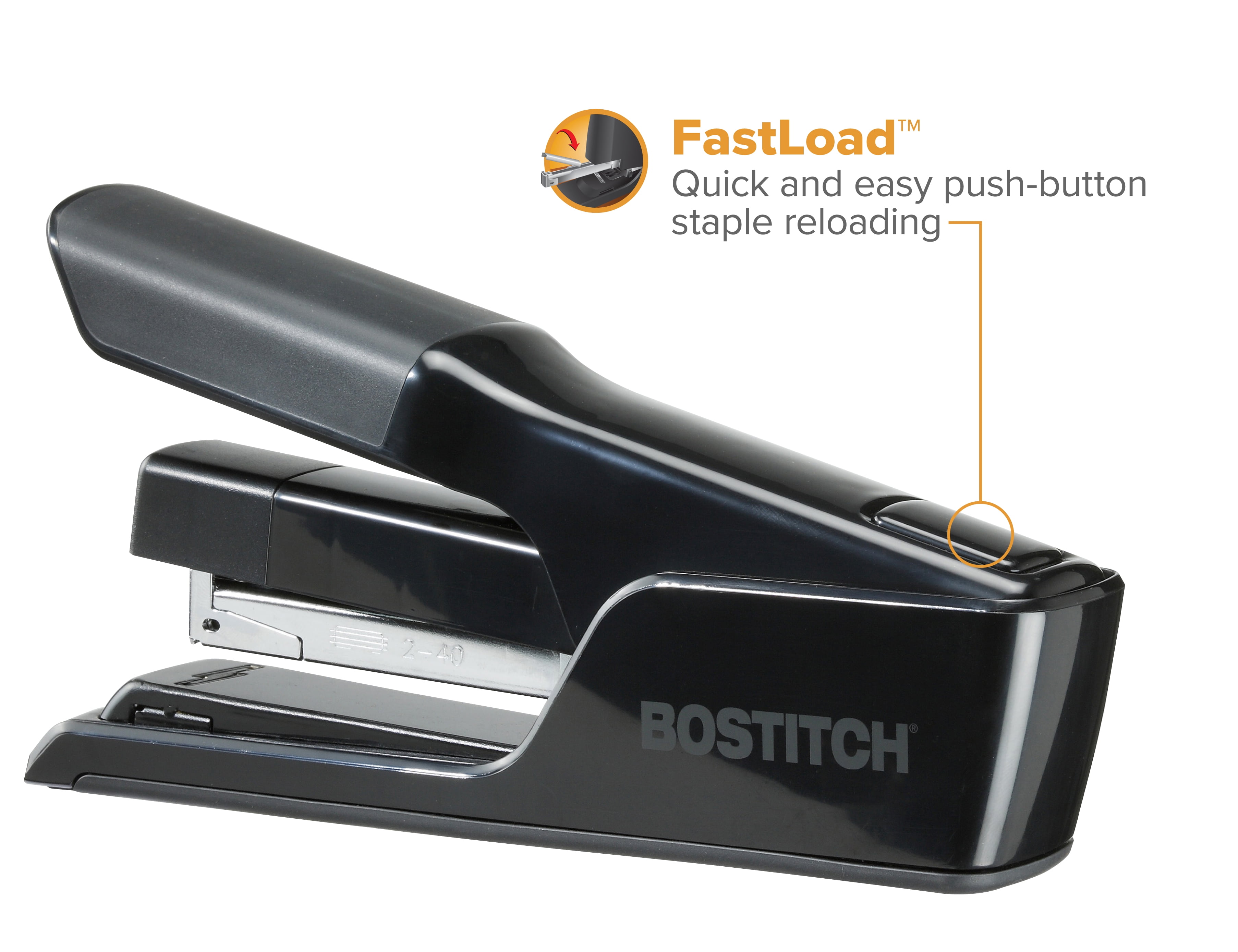 Bostitch EZ Squeeze Heavy Duty Desktop Stapler, 40 Sheet Capacity, Black