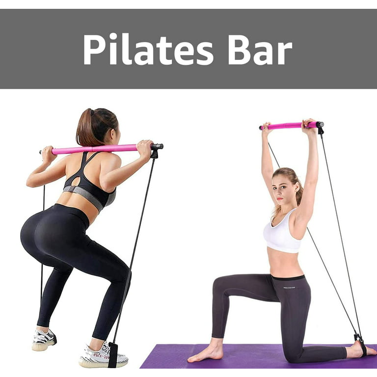 Pilates Bar Kit with Resistance Band,Portable Resistance Band and Toning  Bar Yoga Pilates Equipment Exercise Stick,Pink,Pink，G12080 