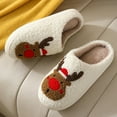 thumbnail image 5 of Men's Christmas Slippers Cute Reindeer Print House Shoes Xmas Fuzzy Warm Flat Shoes, 5 of 8