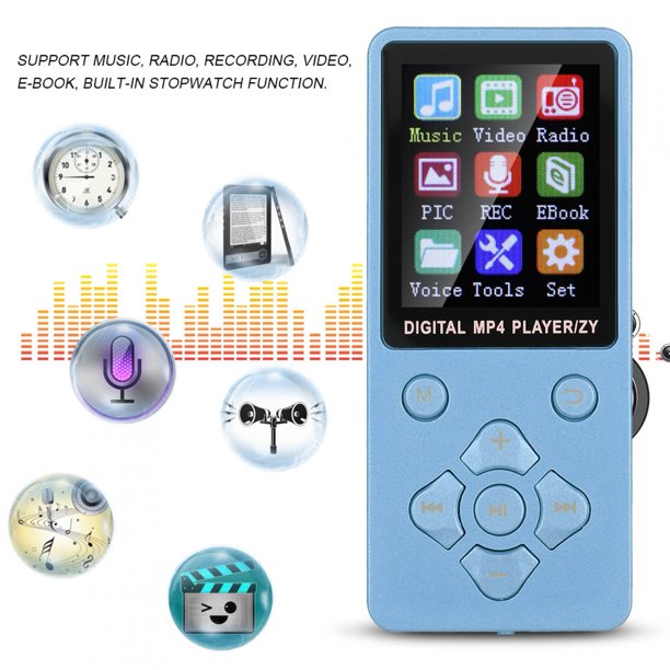Reproductor de MP3,1,8 Pulgadas,música estéreo Bluetooth sin pérdidas peque?a Reproductor de MP3 / MP4 Soporte de Radio/grabación/Video,Tarjeta de Memoria 32G,para ni?os/ni?as/ni?os(Azul) Amonsee No