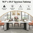 thumbnail image 2 of 78 inch Large Rectangular Dining Table for 8-10 People, Dining Table with Marble-Color Wood Waterproof Tabletop and Adjustable Leg, 6.5ft Luxurious Family Dinner Table for Office Kitchen Living Room, 2 of 8