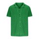 thumbnail image 4 of Mens Casual de Manga Corta Botón Abajo Camisas Cuello Turndown Color Sólido Botón Blusa, Suelto Ajuste Poliéster Camisa de Verano, Lavado de Manos Casual, 4 of 7