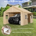 thumbnail image 4 of Soonbuy 10×20 FT Heavy Duty Carport with Roll-up Ventilated Windows, Portable Garage with Removable Sidewalls & Doors for Car, Truck, Boat, Car Canopy with All-Season Tarp, Yellow, 4 of 7