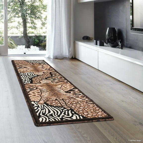 Allstar Black High Density Double Shot Drop-Stitch Carving Exotic Animal Skin and Nature. Safari Woven Area Rug (2' 0" x 7' 2")