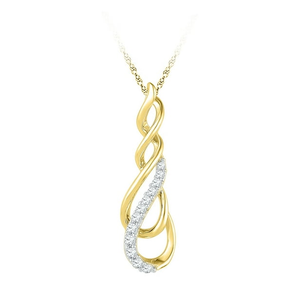10kt Yellow Gold Diamond Journey Necklace Pendant 1 5 Ctw Walmart Com Walmart Com