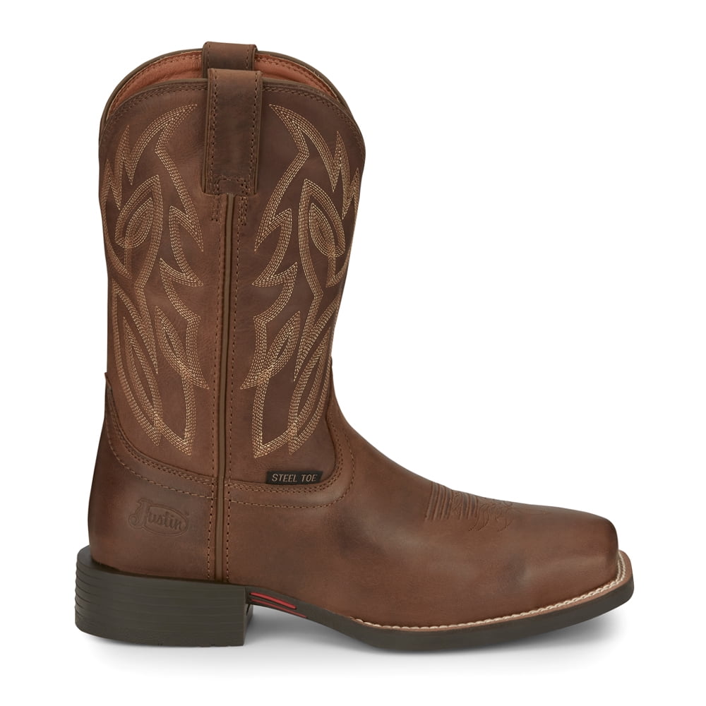 Tony Lama Men's Dusty Junction Steel Toe Work Boots – 11" Shaft, Tan Leather, Roper Heel