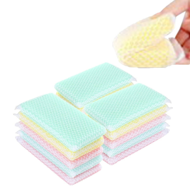 4Pcs Smiley Face Cleaning Wipe Soft Honeycomb Sponge for Household Kitchen  Cleaning Dish