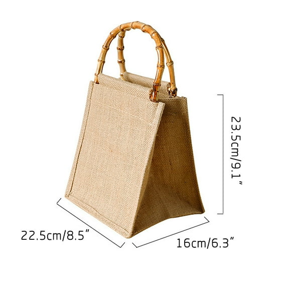 Cotton Linen Retro Literary Tote Bag Small Rattan Bag