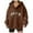 Brown, variant on Women Fashion Letter Pattern Neck Hooded Long Sleeve Casual Hoodie Loose Top