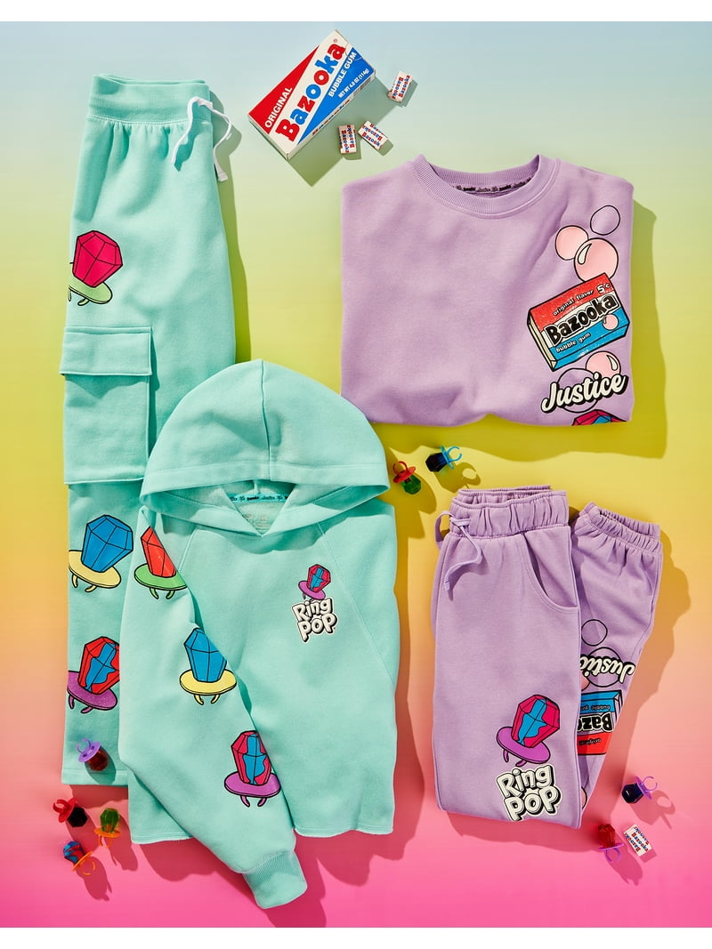 Justice Girls Candy Collab Crew, XS-XLP, Fleece, Long Sleeve