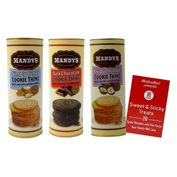 Mandy's Old Fashioned Cookie Thins Baked 3 Flavors (1) Each Pieces: Simply Sugar, Dark Chocolate, Crispy Coconut (4.6 Ounces) MerlinsMart Zine