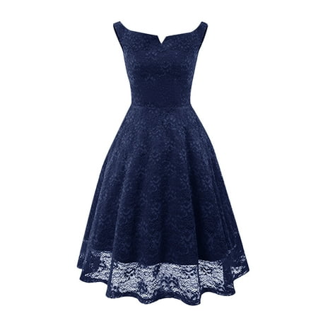 

Dresses for Women Wedding Dress Women Lace Sleeveless Party Dress Cocktail Prom Ballgown Vintage Dress on Clearance Sundresses for Women Black Dress Summer Dresses for Women Blue XL